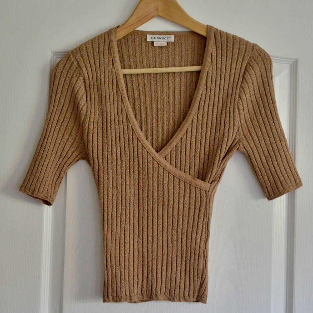 Beige Fitted Sweater Blouse